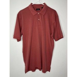 Izod Mens Golf Polo Orange Salmon Stripe Cotton Polyester Mens Size Small